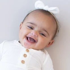 Kyte Baby Ribbed Nylon Bow in Cloud Discount