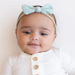 Kyte Baby Ribbed Nylon Bow in Sage Clearance
