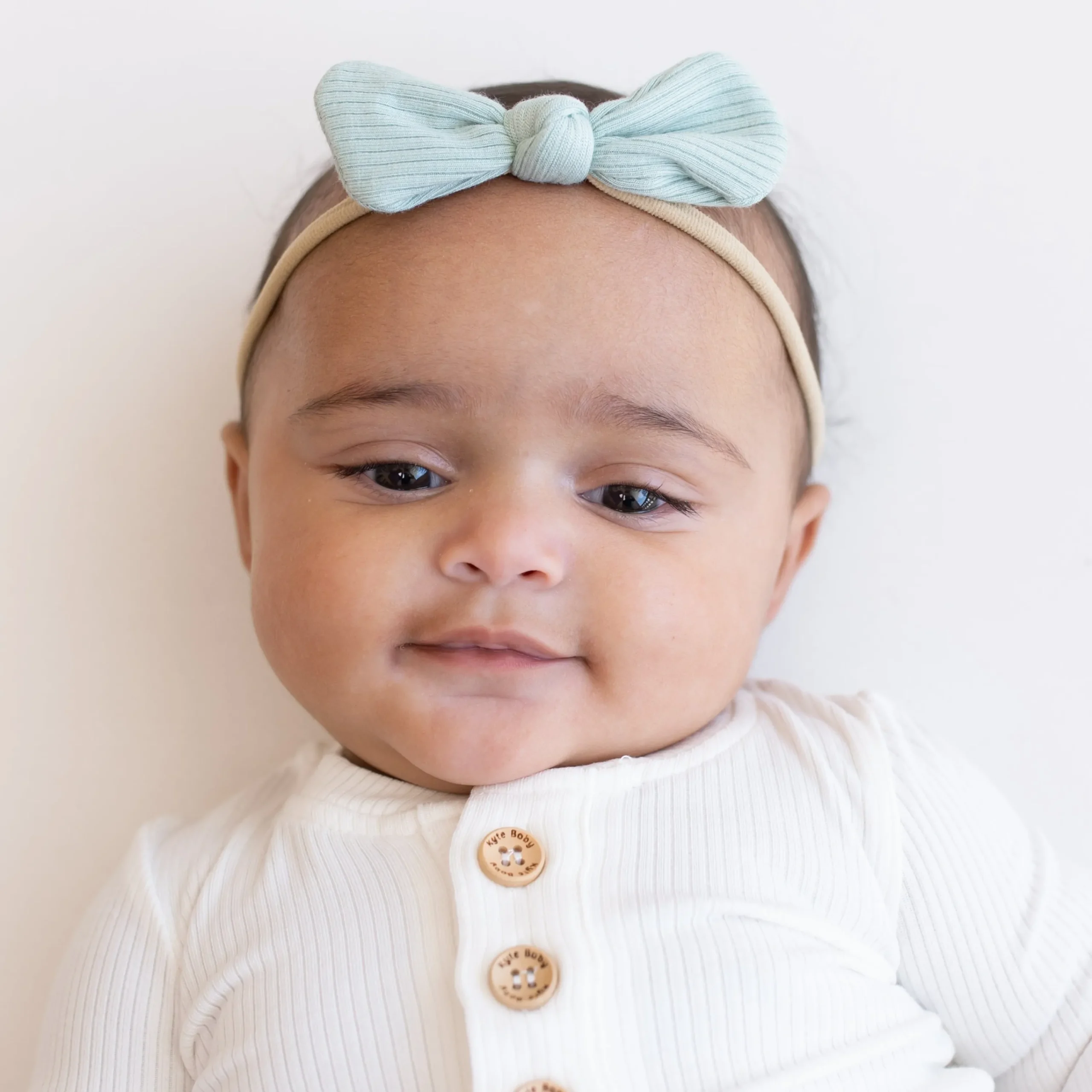 Kyte Baby Ribbed Nylon Bow in Sage Clearance