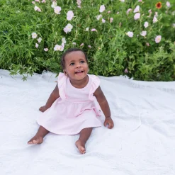 Kyte Baby Ribbed Peplum Dress Set in Sakura New