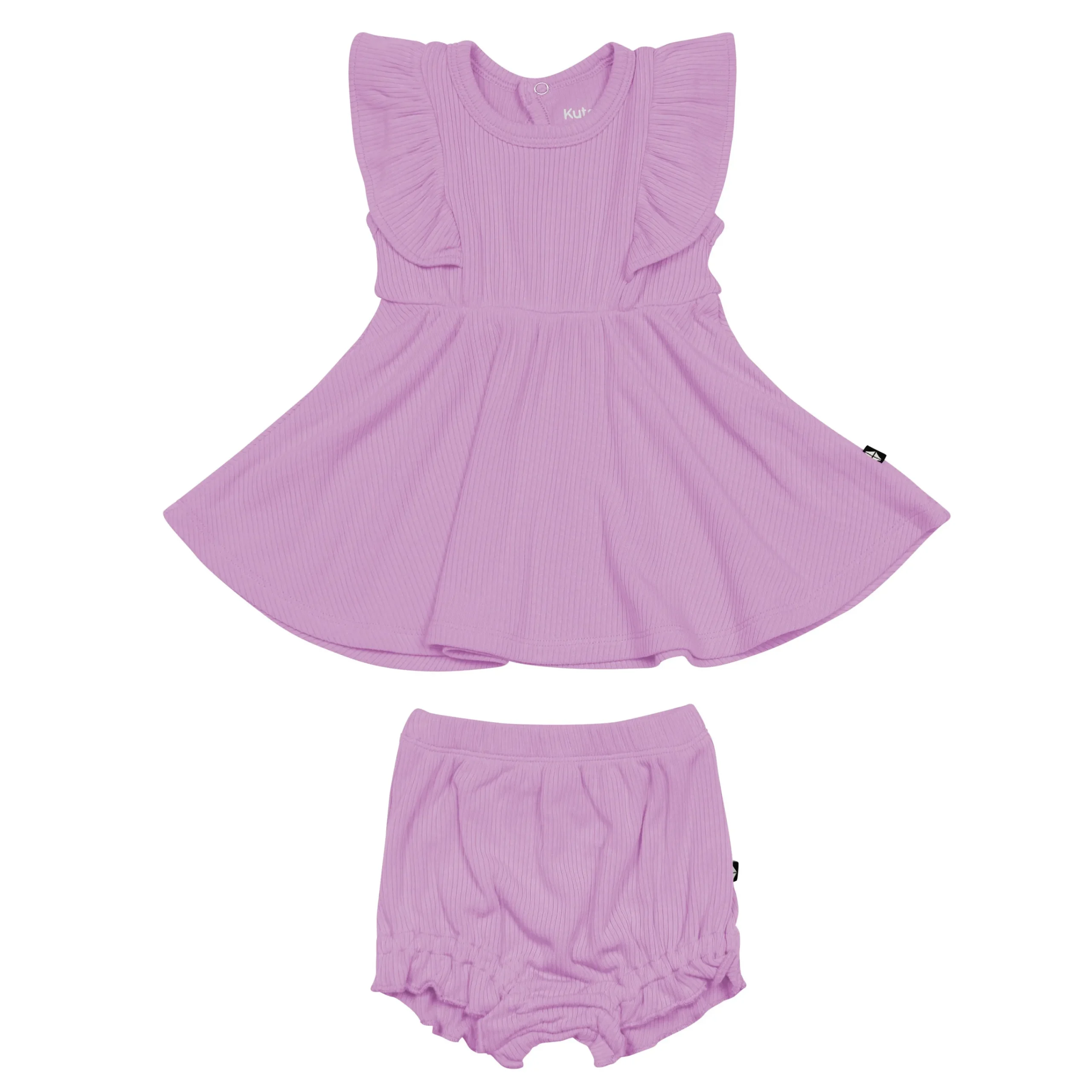 Kyte Baby Ribbed Peplum Dress Set in Poi