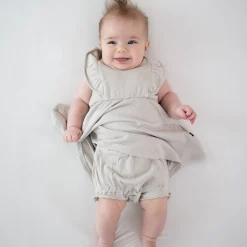 Kyte Baby Ribbed Peplum Dress Set in Oat Discount