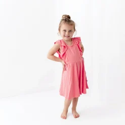 Kyte Baby Ribbed Peplum Dress Set in Guava Online