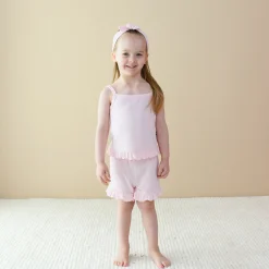 Kyte Baby Ribbed Ruffle Tank Set in Sakura Best