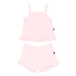 Kyte Baby Ribbed Ruffle Tank Set in Sakura Best