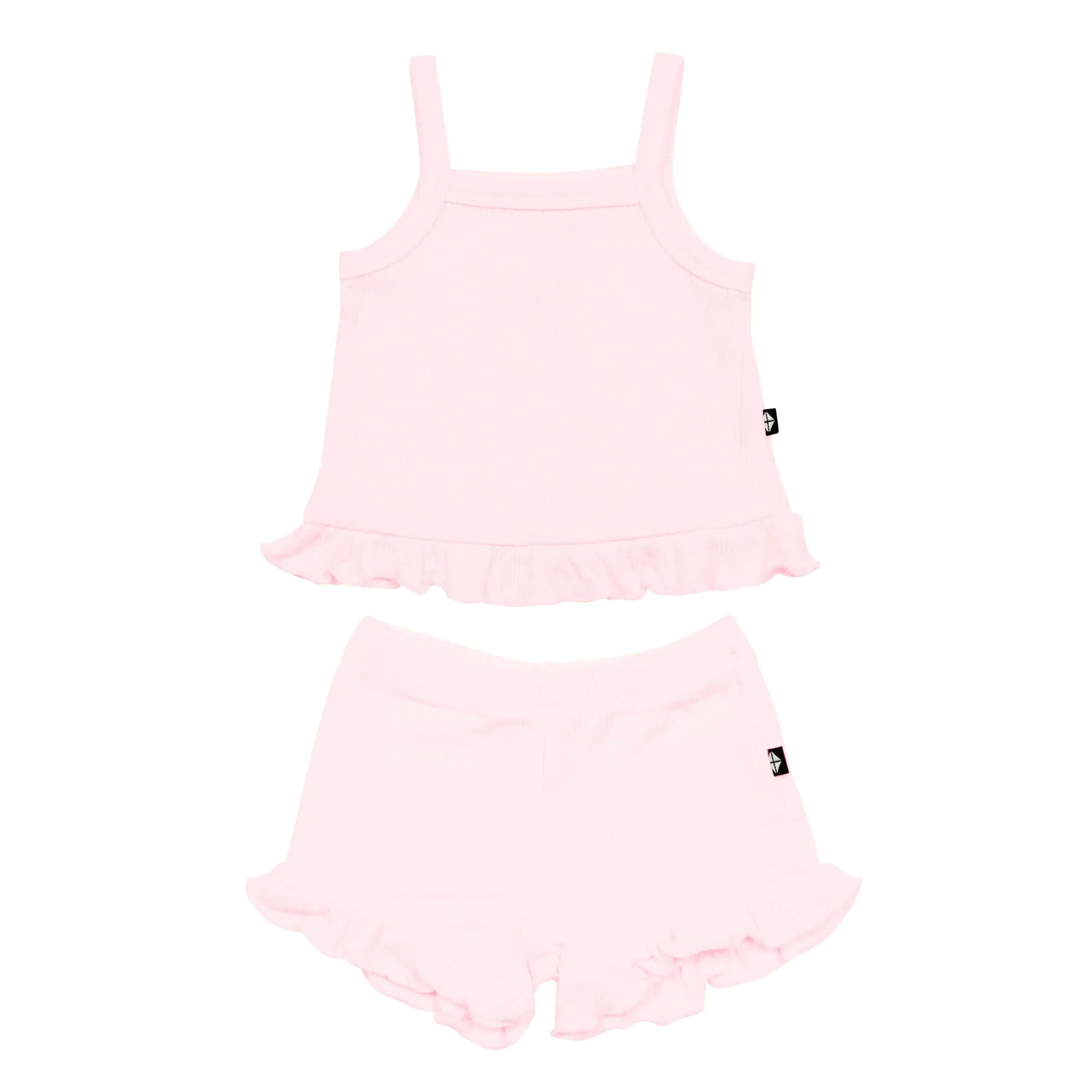 Kyte Baby Ribbed Ruffle Tank Set in Sakura Best