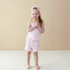 Kyte Baby Ribbed Ruffle Tank Set in Sakura Best