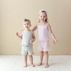 Kyte Baby Ribbed Ruffle Tank Set in Sakura Best