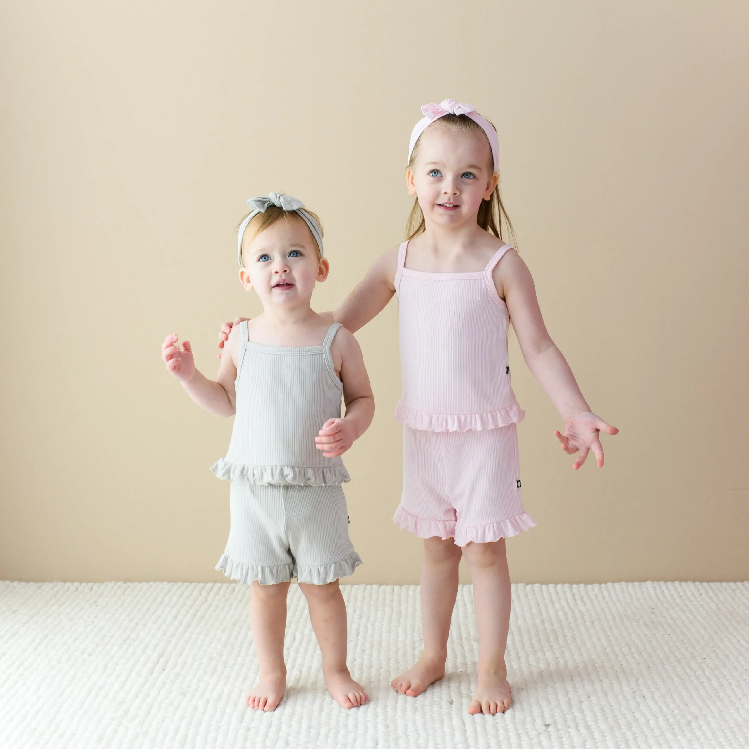 Kyte Baby Ribbed Ruffle Tank Set in Sakura Best