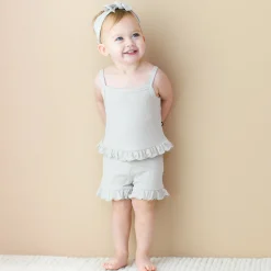 Kyte Baby Ribbed Ruffle Tank Set in Oat Sale