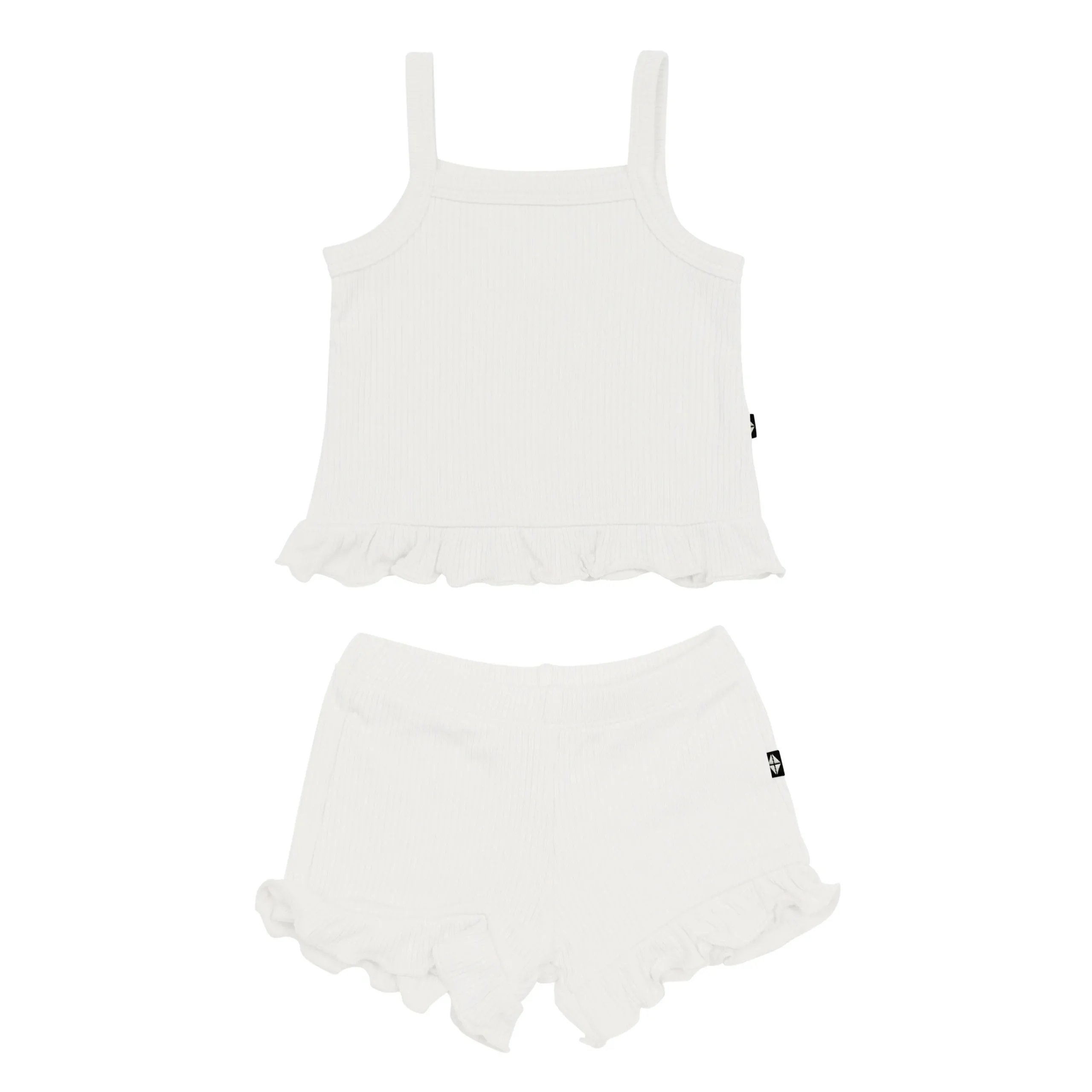 Kyte Baby Ribbed Ruffle Tank Set in Oat Sale