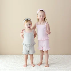 Kyte Baby Ribbed Ruffle Tank Set in Oat Sale