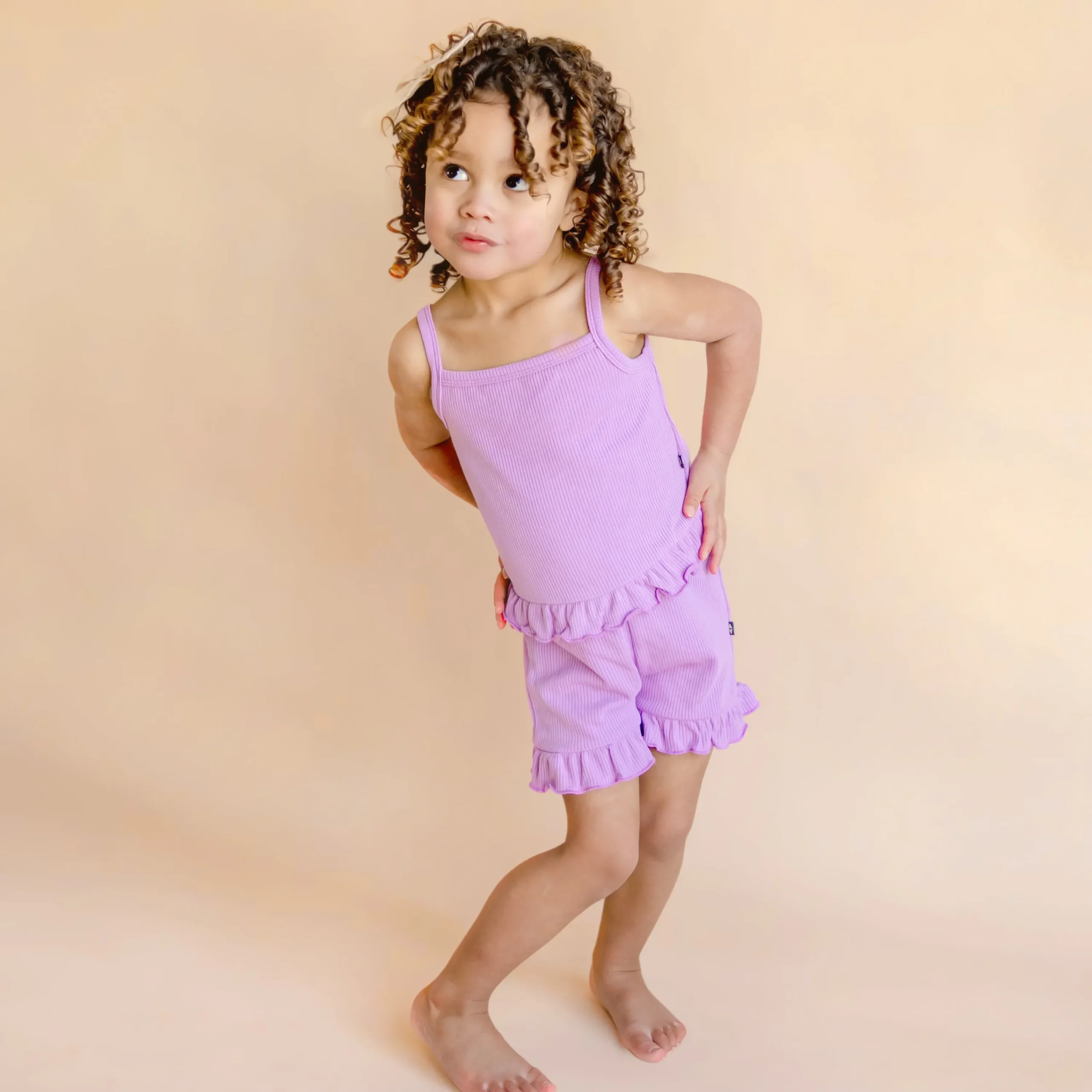 Kyte Baby Ribbed Ruffle Tank Set in Poi