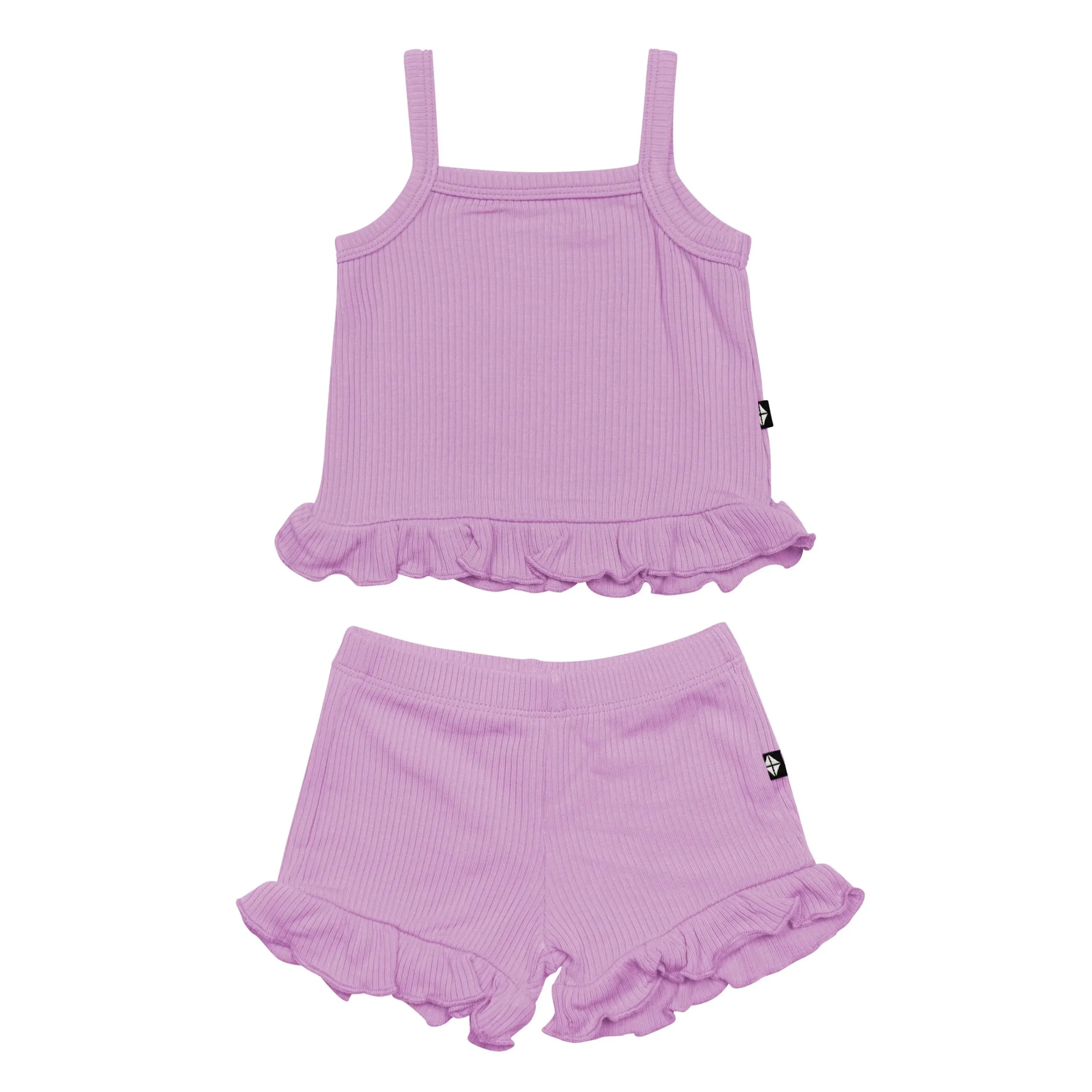 Kyte Baby Ribbed Ruffle Tank Set in Poi