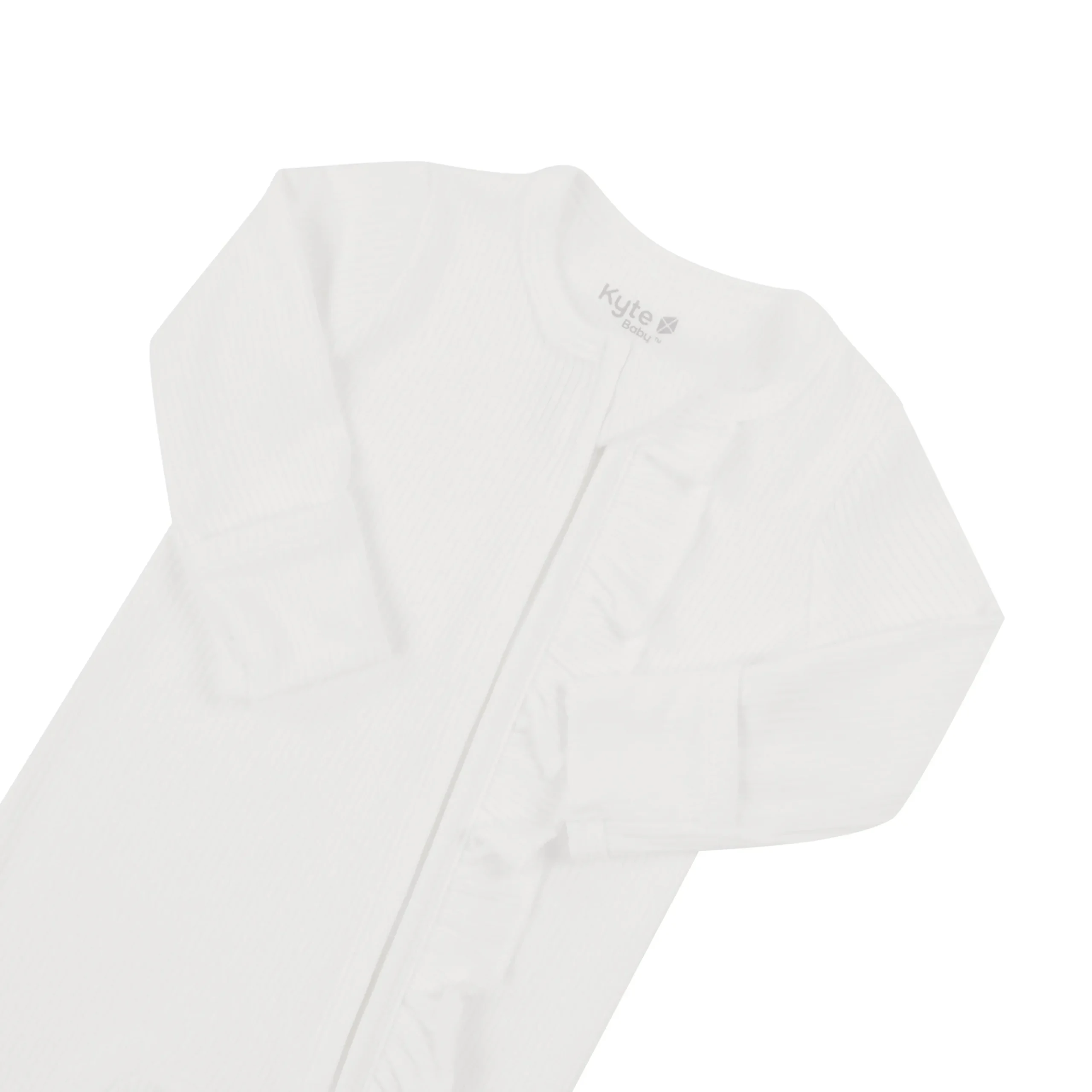 Kyte Baby Ribbed Ruffle Zipper Footie in Cloud