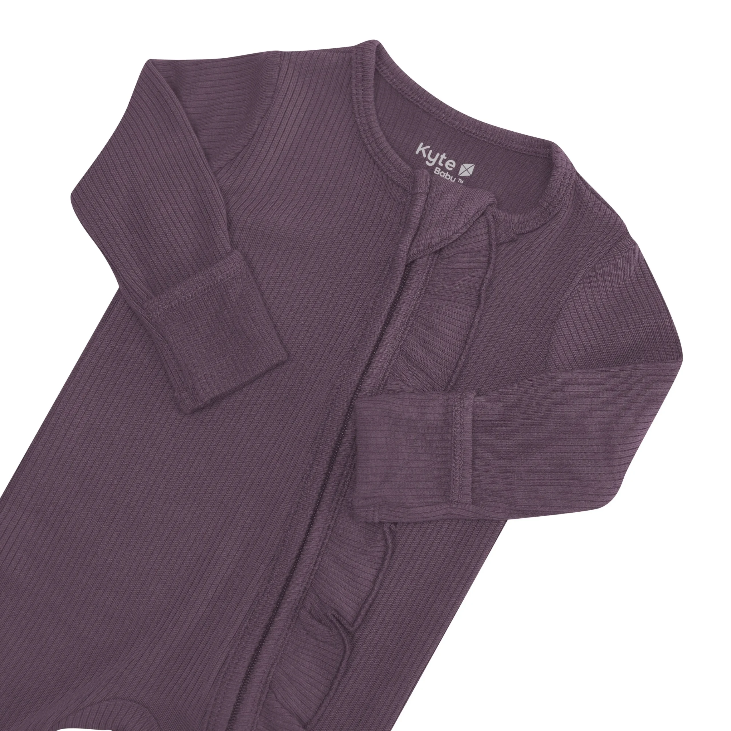 Kyte Baby Ribbed Ruffle Zipper Footie in Currant Online