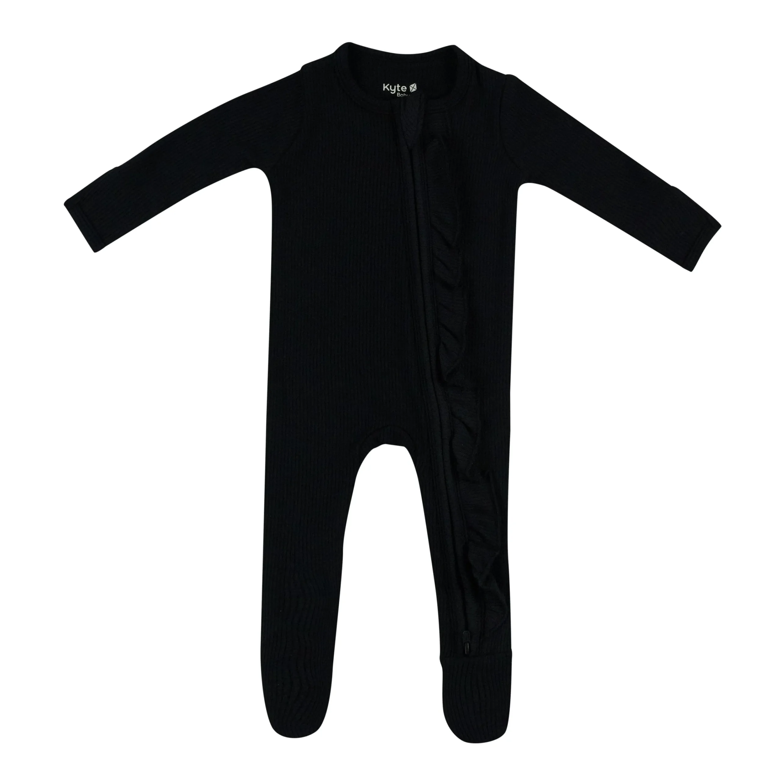 Kyte Baby Ribbed Ruffle Zipper Footie in Midnight Outlet