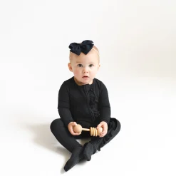 Kyte Baby Ribbed Ruffle Zipper Footie in Midnight Outlet