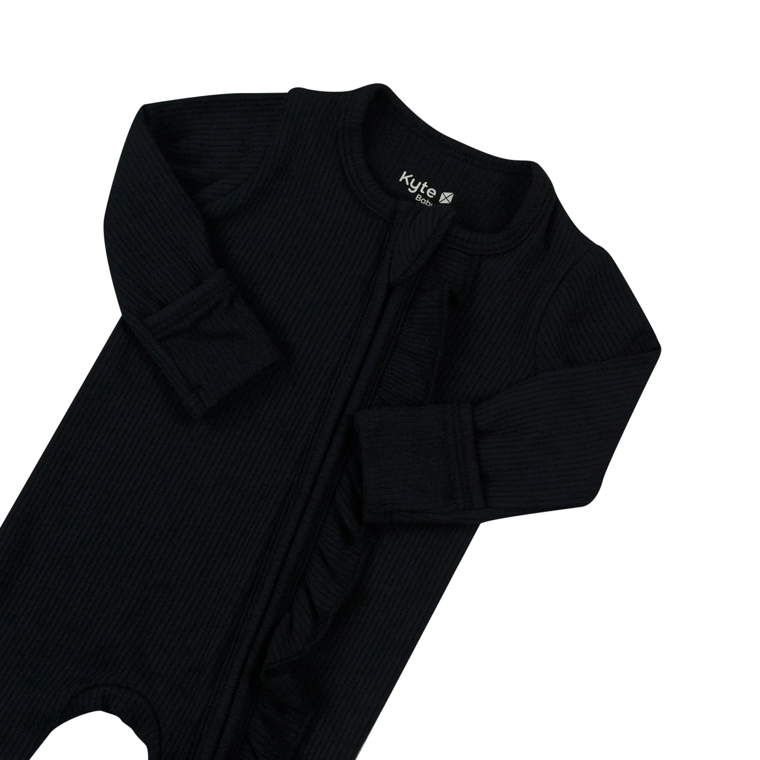 Kyte Baby Ribbed Ruffle Zipper Footie in Midnight Outlet
