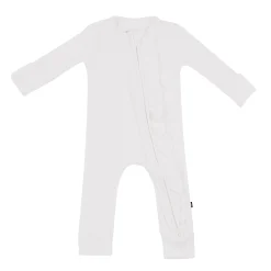 Kyte Baby Ribbed Ruffle Zipper Romper in Cloud Online