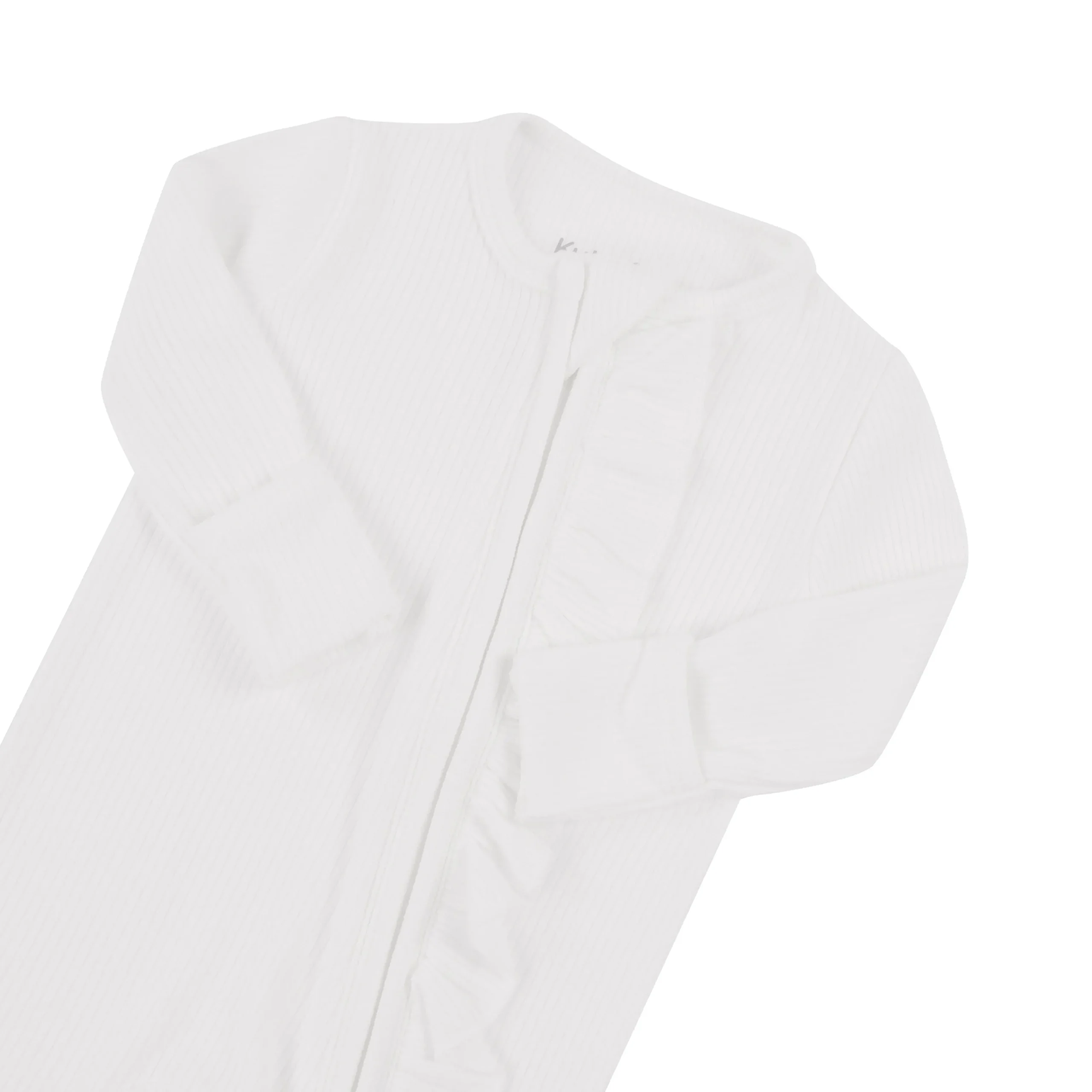 Kyte Baby Ribbed Ruffle Zipper Romper in Cloud Online