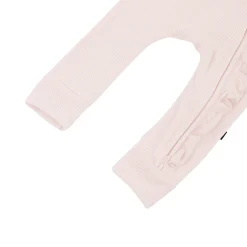 Kyte Baby Ribbed Ruffle Zipper Romper in Blush Hot