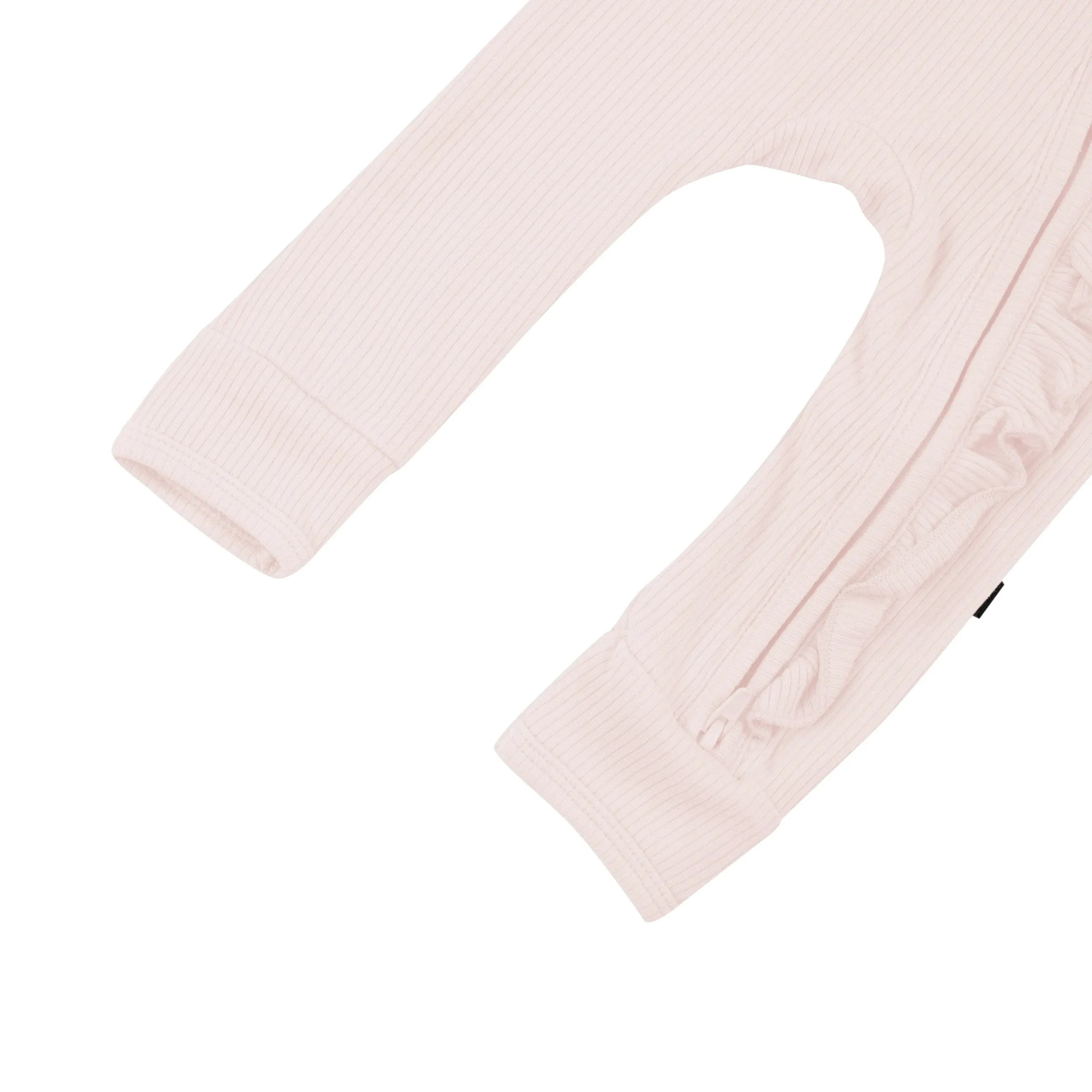 Kyte Baby Ribbed Ruffle Zipper Romper in Blush Hot