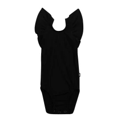 Kyte Baby Ribbed Sleeveless Ruffle Leotard in Midnight Hot