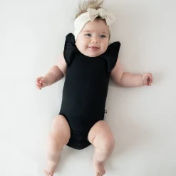 Kyte Baby Ribbed Sleeveless Ruffle Leotard in Midnight Hot