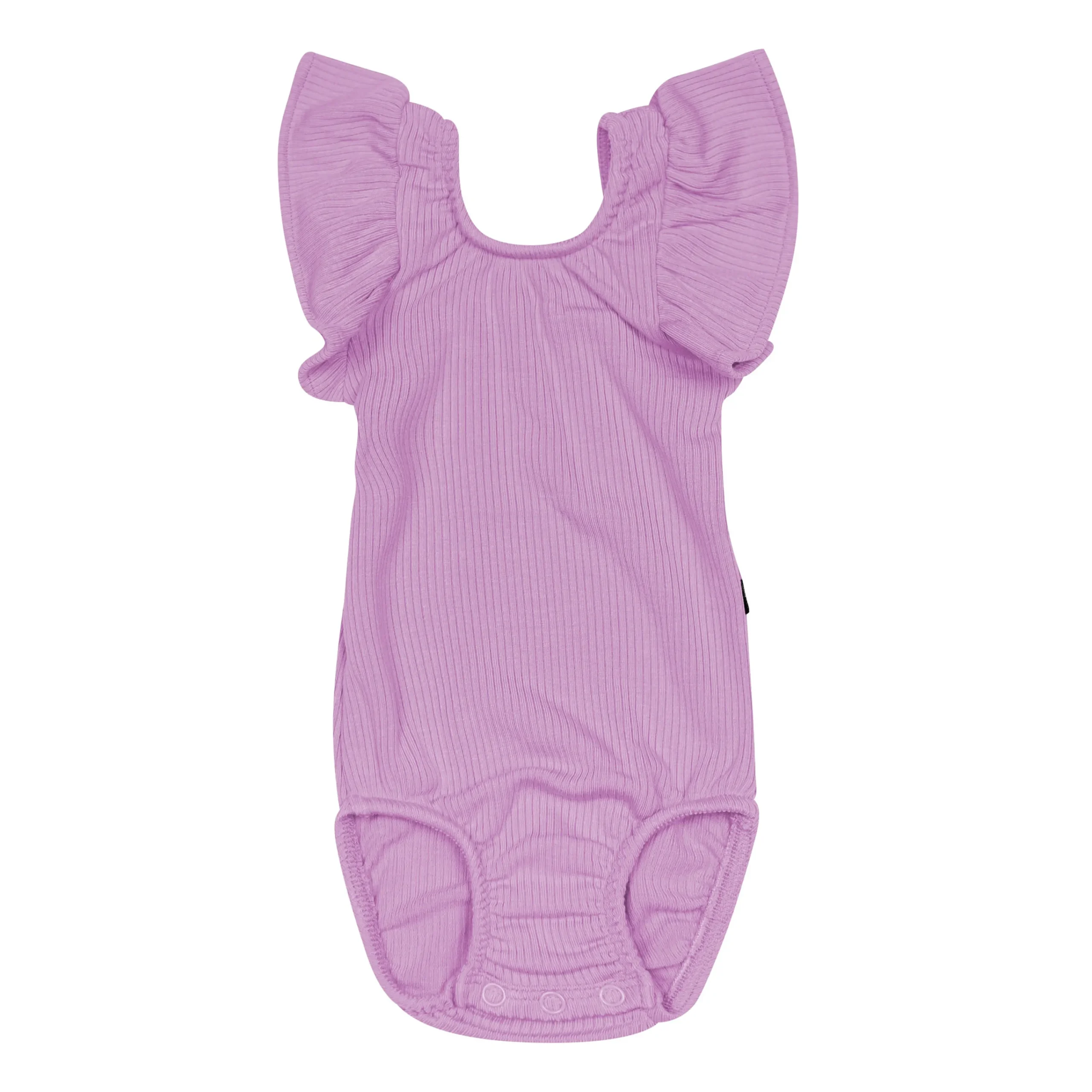 Kyte Baby Ribbed Sleeveless Ruffle Leotard in Poi