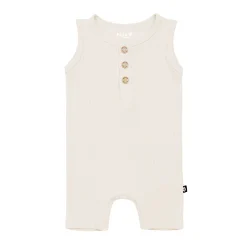 Kyte Baby Ribbed Sleeveless Shortall in Oat Sale