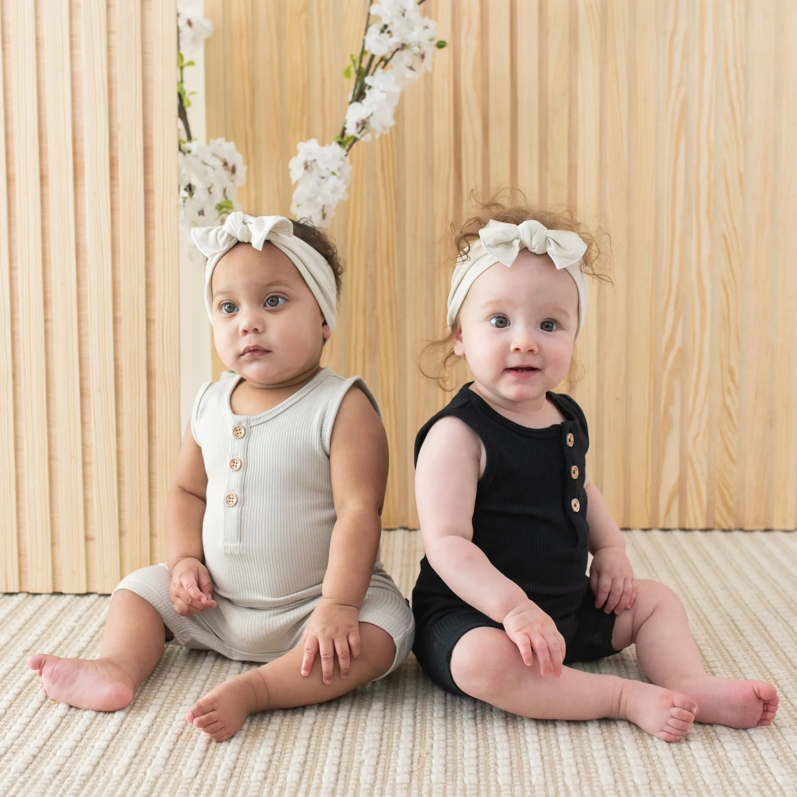 Kyte Baby Ribbed Sleeveless Shortall in Oat Sale