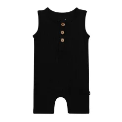 Kyte Baby Ribbed Sleeveless Shortall in Midnight