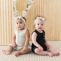 Kyte Baby Ribbed Sleeveless Shortall in Midnight