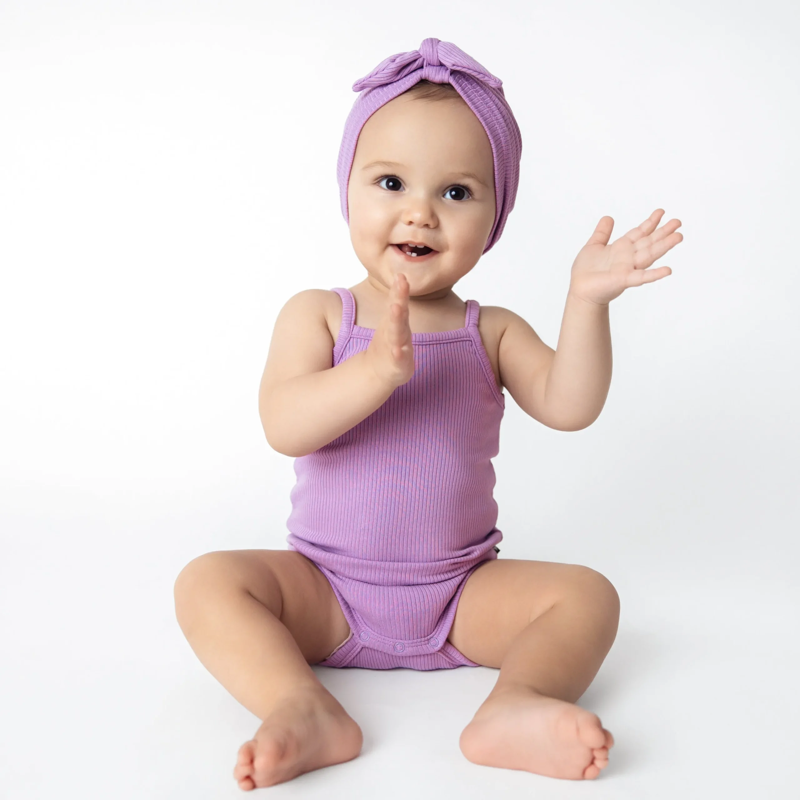 Kyte Baby Ribbed Spaghetti Strap Bodysuit in Poi New