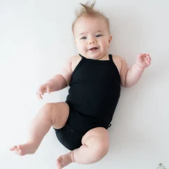 Kyte Baby Ribbed Spaghetti Strap Bodysuit in Midnight New