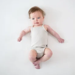 Kyte Baby Ribbed Spaghetti Strap Bodysuit in Oat Clearance