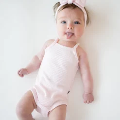 Kyte Baby Ribbed Spaghetti Strap Bodysuit in Sakura Online