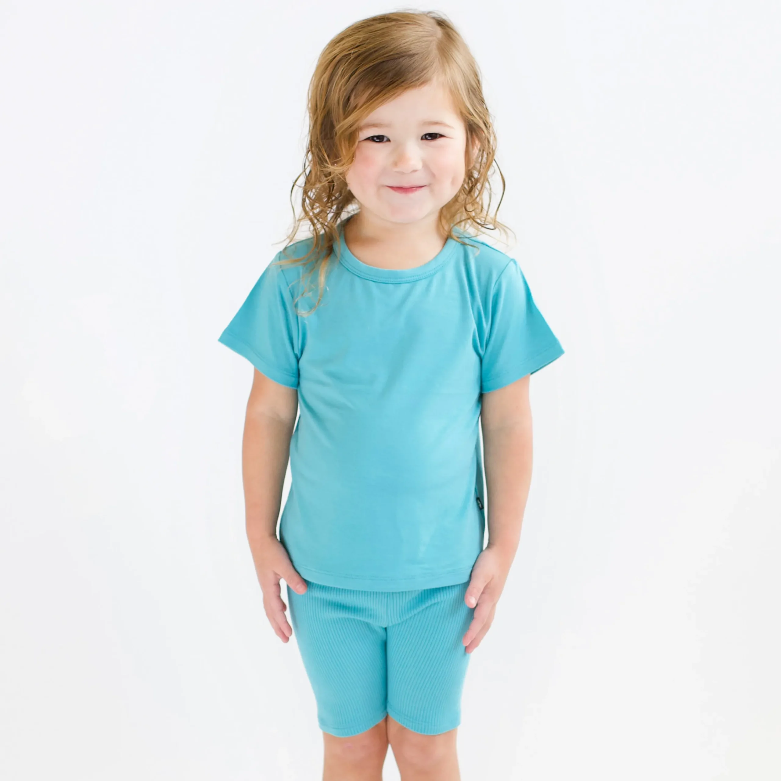 Kyte Baby Ribbed Toddler Biker Shorts in Makai Sale