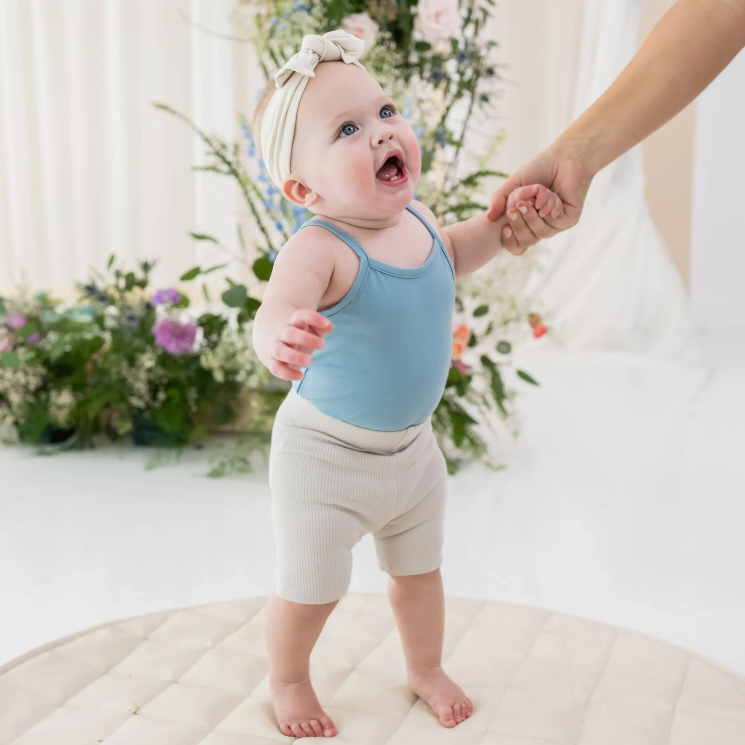 Kyte Baby Ribbed Toddler Biker Shorts in Oat Outlet