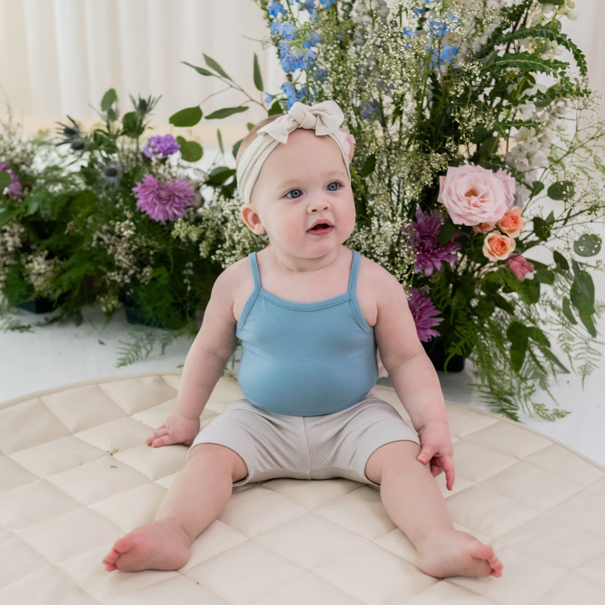 Kyte Baby Ribbed Toddler Biker Shorts in Oat Outlet