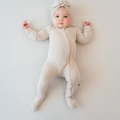 Kyte Baby Ribbed Zipper Footie in Bisque