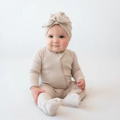 Kyte Baby Ribbed Zipper Footie in Bisque