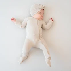 Kyte Baby Ribbed Zipper Footie in Bisque