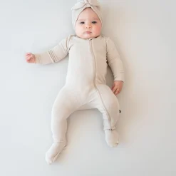 Kyte Baby Ribbed Zipper Footie in Bisque