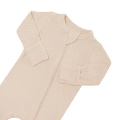 Kyte Baby Ribbed Zipper Footie in Bisque