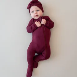 Kyte Baby Ribbed Zipper Footie in Burgundy