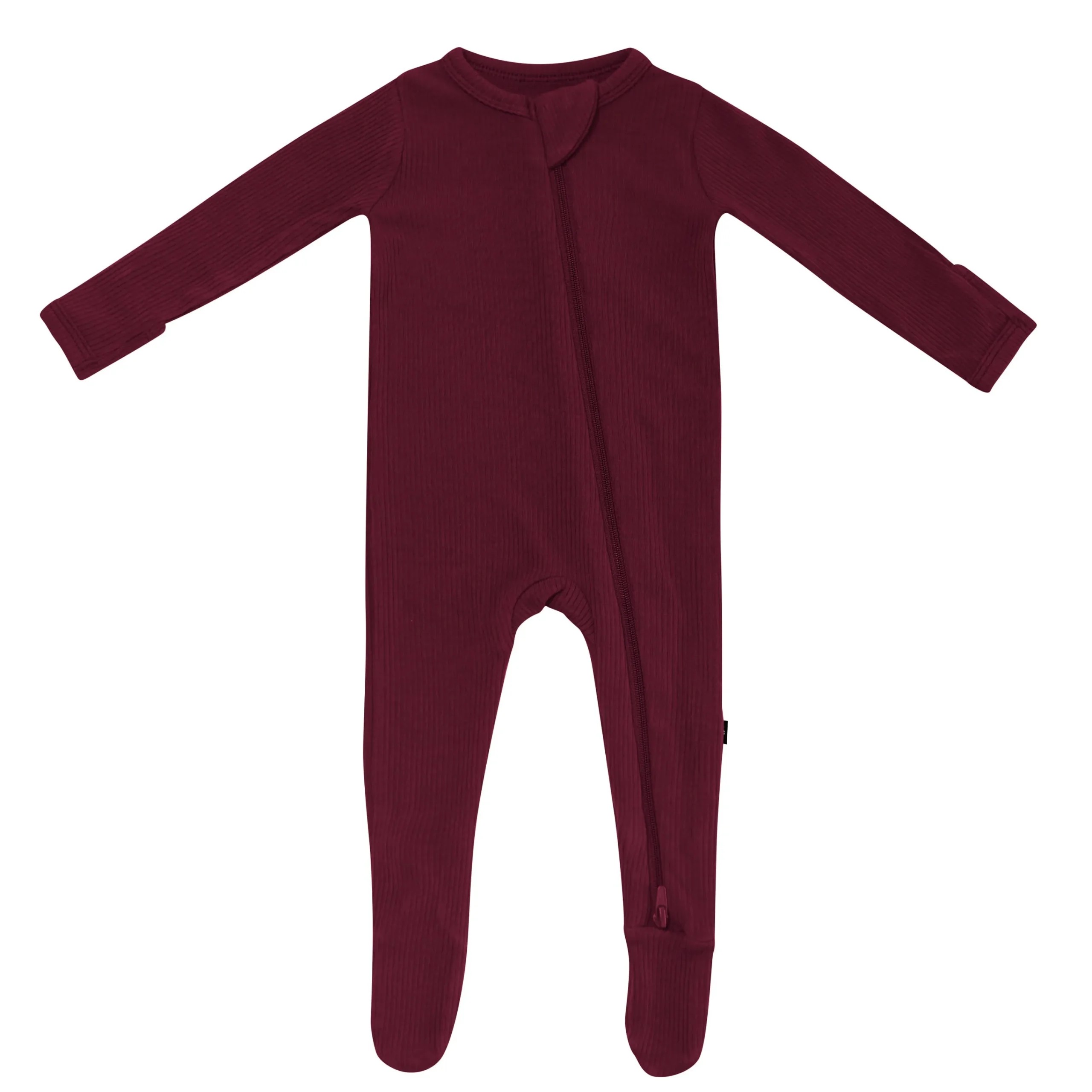 Kyte Baby Ribbed Zipper Footie in Burgundy