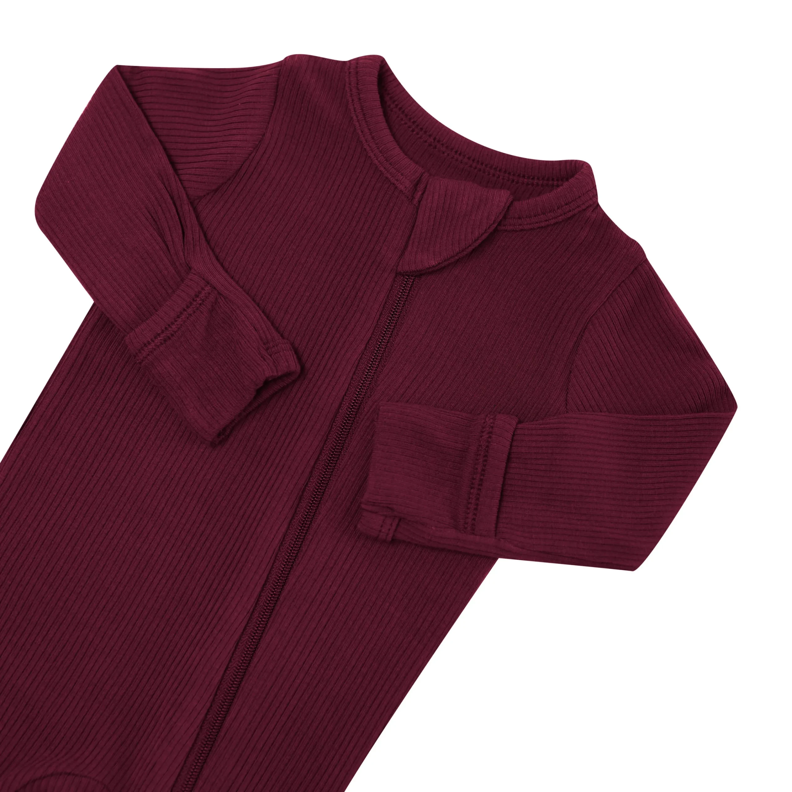 Kyte Baby Ribbed Zipper Footie in Burgundy
