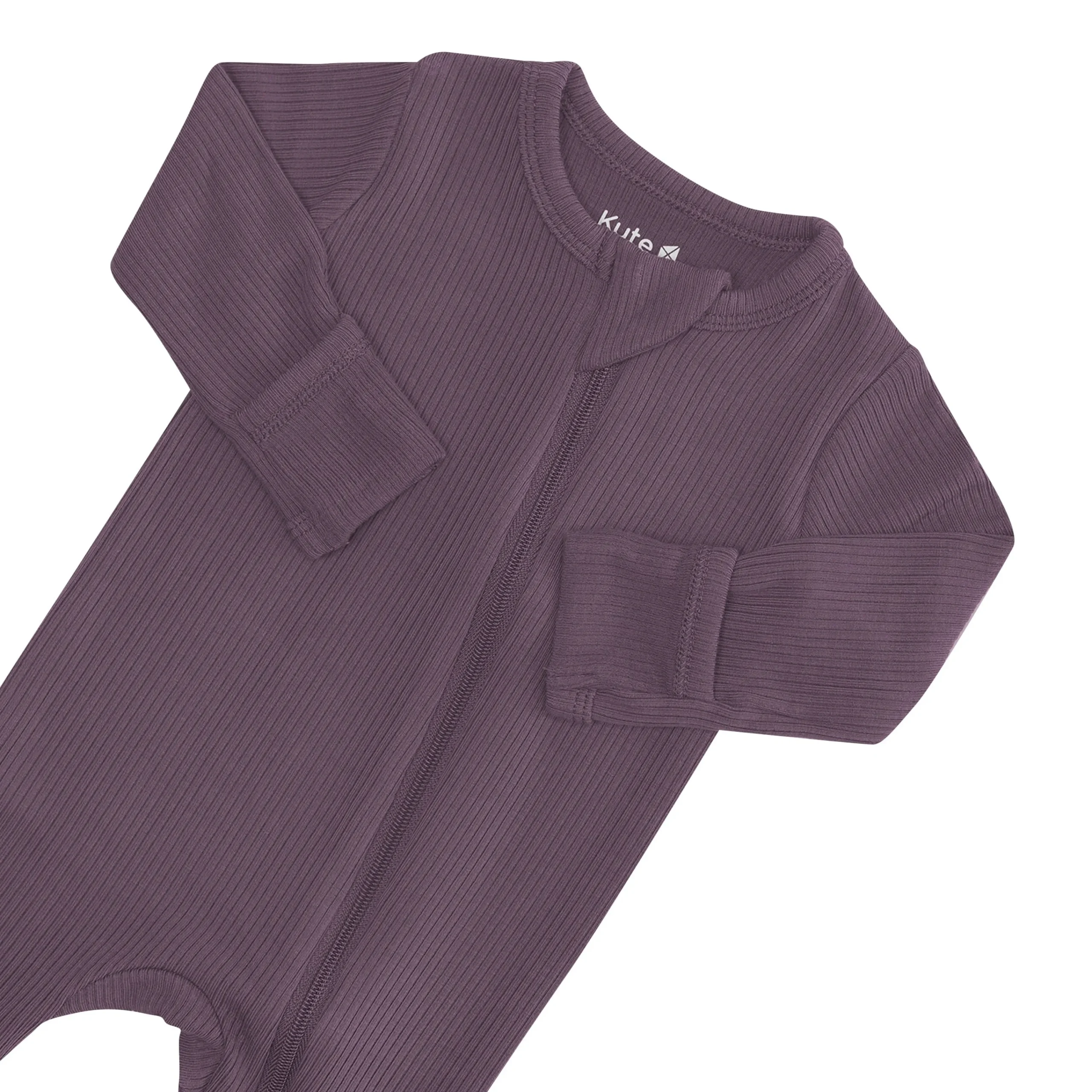 Kyte Baby Ribbed Zipper Footie in Currant